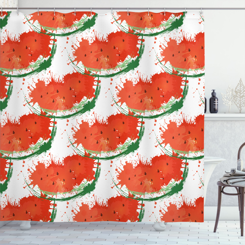 Grunge Spots Fruit Slice Shower Curtain