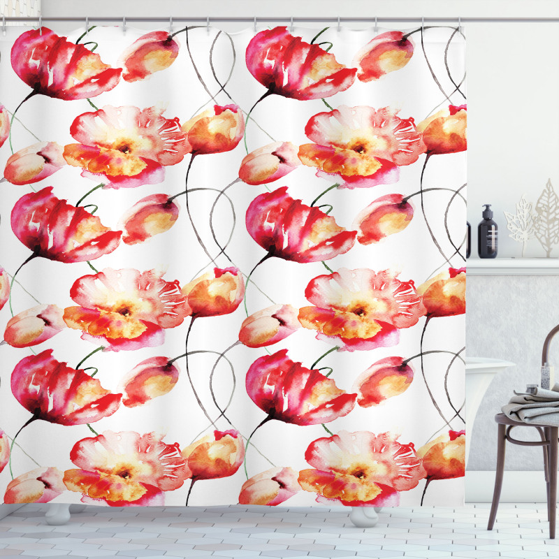 Poppy Tulip Flora Shower Curtain