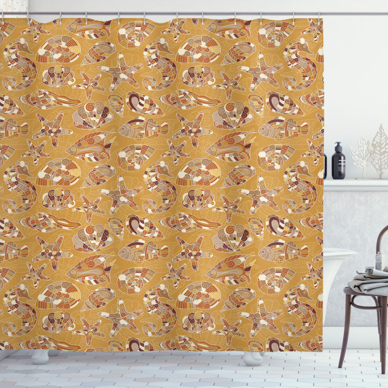Pattern of Shellfish Shower Curtain