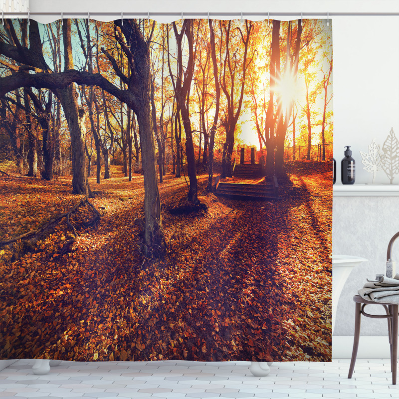 Sunset Forest Trees Shower Curtain