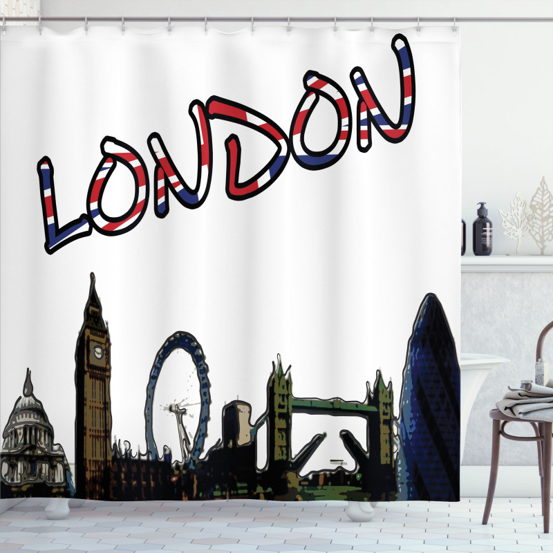 London Tower Cartoon Shower Curtain