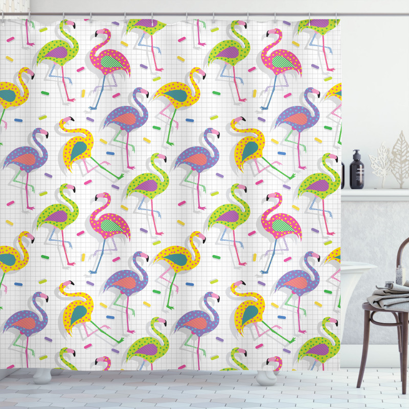 Retro Colorful Pattern Shower Curtain
