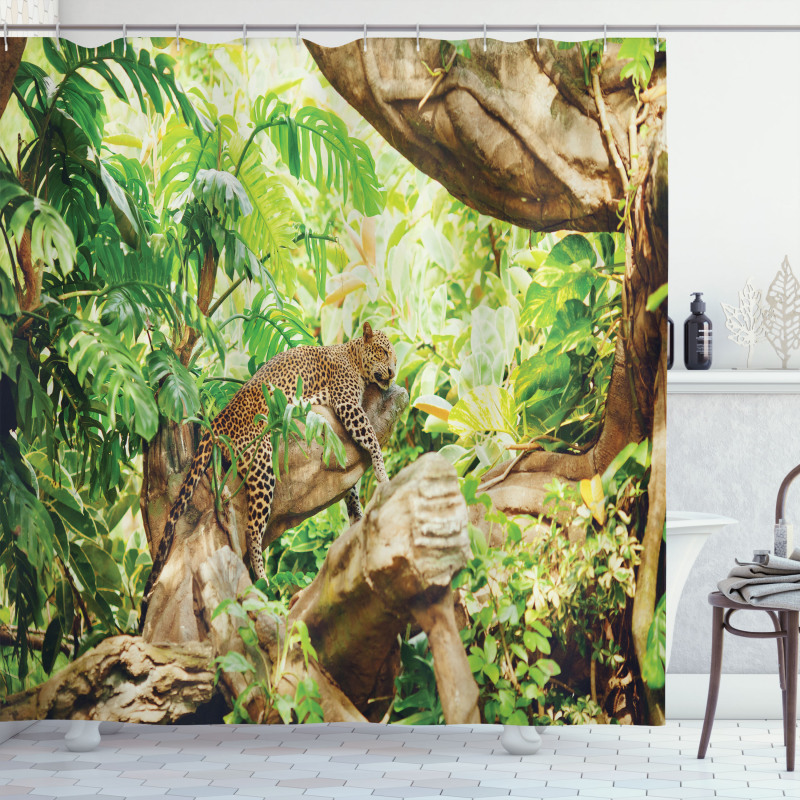 Tropic Wild Jungle Leaf Shower Curtain