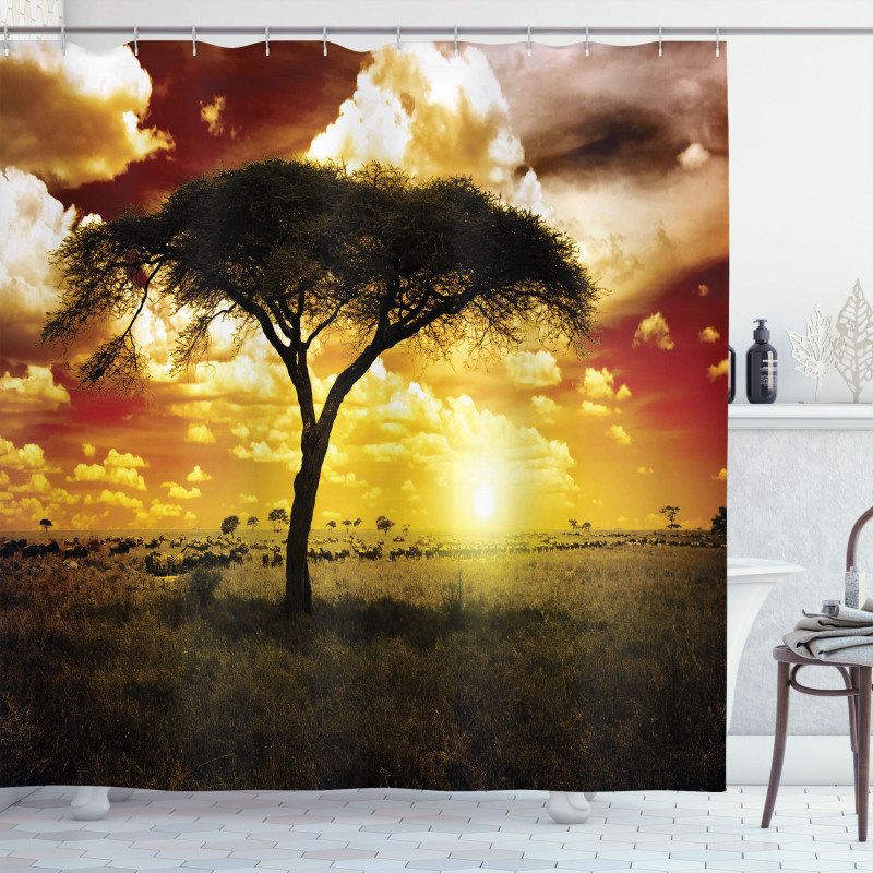 Sunset in Safari Animal Shower Curtain