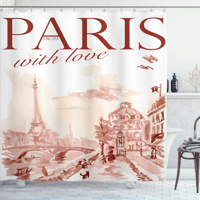 Vintage Watercolor Paris Shower Curtain