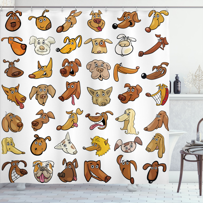 Dog Heads Puppy Canin Shower Curtain