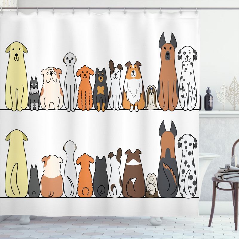 Dog Family in a Row Shower Curtain