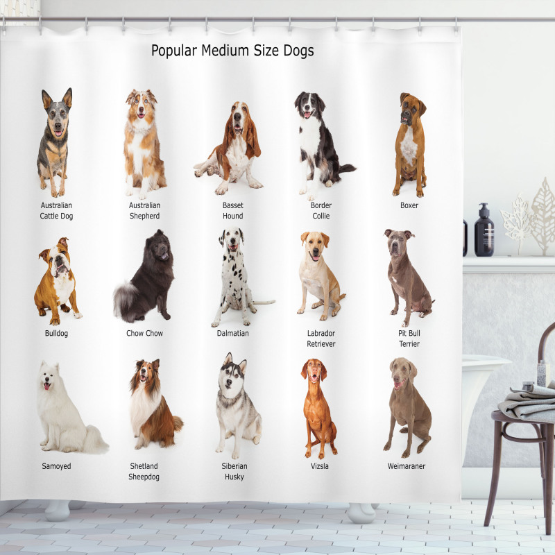 Puppy Breeds Family Shower Curtain