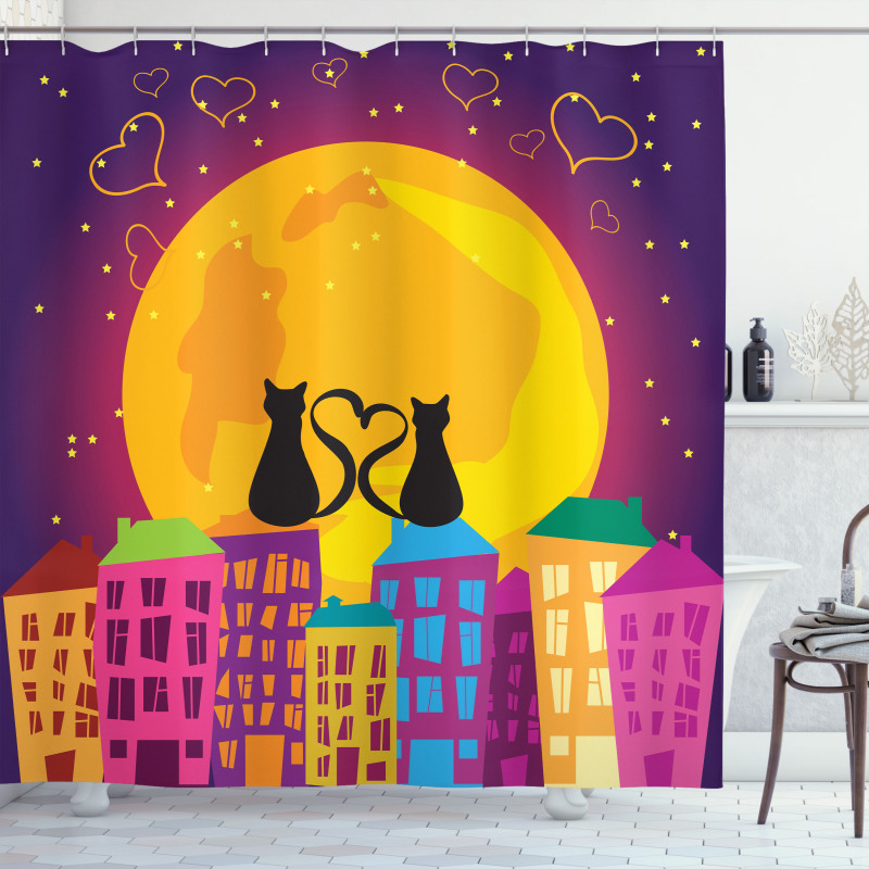 Cats on the Roof Heart Shower Curtain