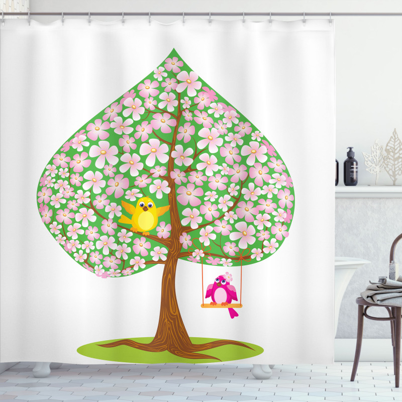 Heart Shape Tree Blossom Shower Curtain