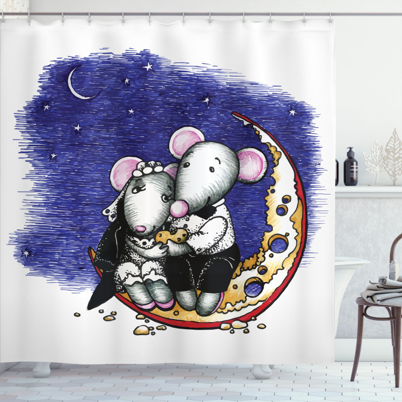 Valentines Couple Wedding Shower Curtain