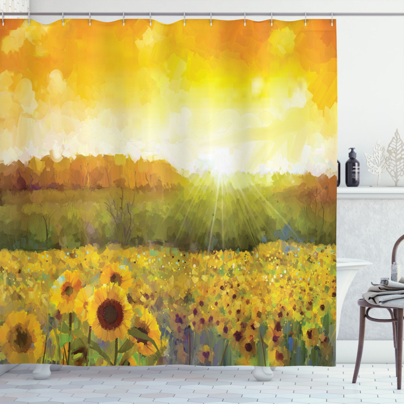 Golden Sunflower Field Shower Curtain