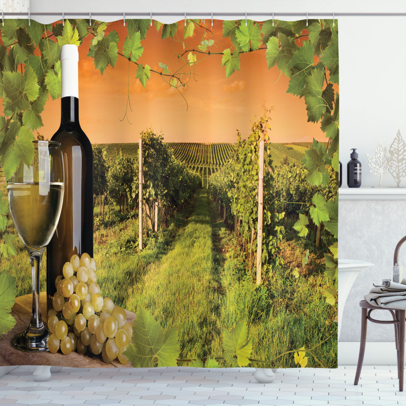 Bottle Grapes Sunset Shower Curtain