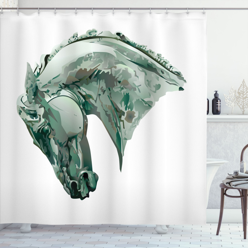 Green Stain Horse Head Shower Curtain