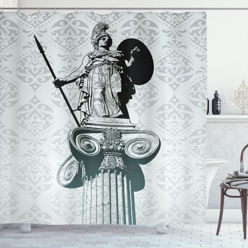 Greek Athena Baroque Damask Shower Curtain