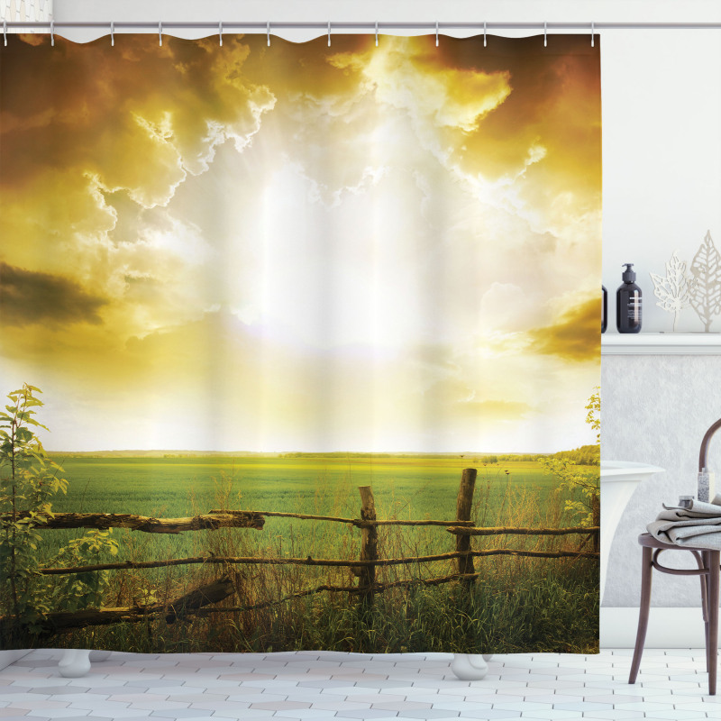 Sunset on Spring Field Shower Curtain