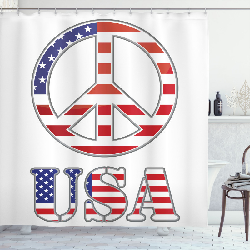 70s Peace Sign American Shower Curtain