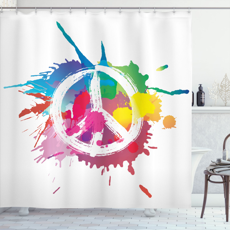 Grunge Pacifism Theme Shower Curtain