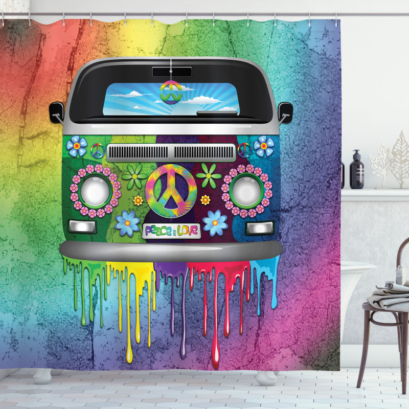 Old Style Hippie Van Shower Curtain