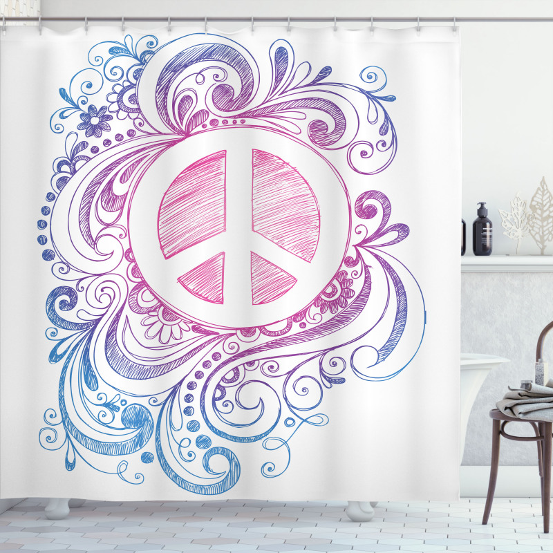 Peace Sign and Swirls Shower Curtain