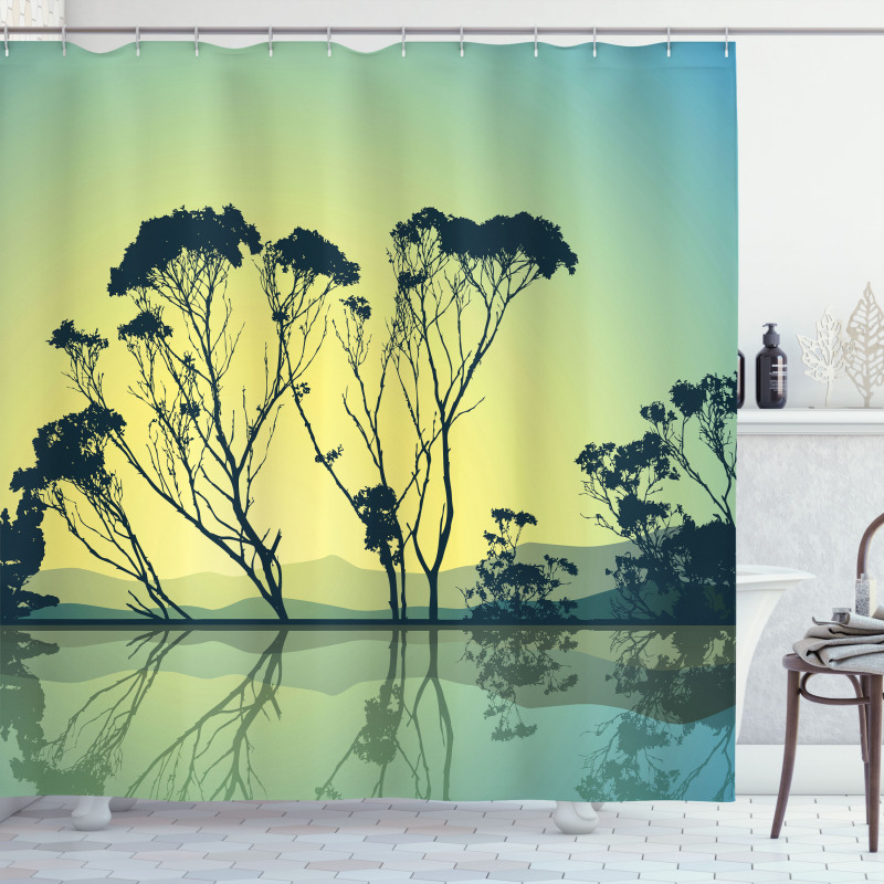 Tree Silhouettes Scenic Shower Curtain