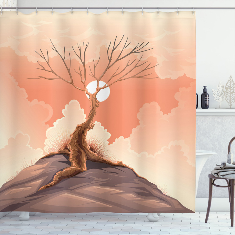 Lonely Tree on Cliff Shower Curtain