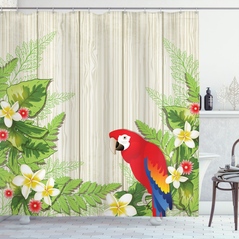 Flowers Parrot Shower Curtain