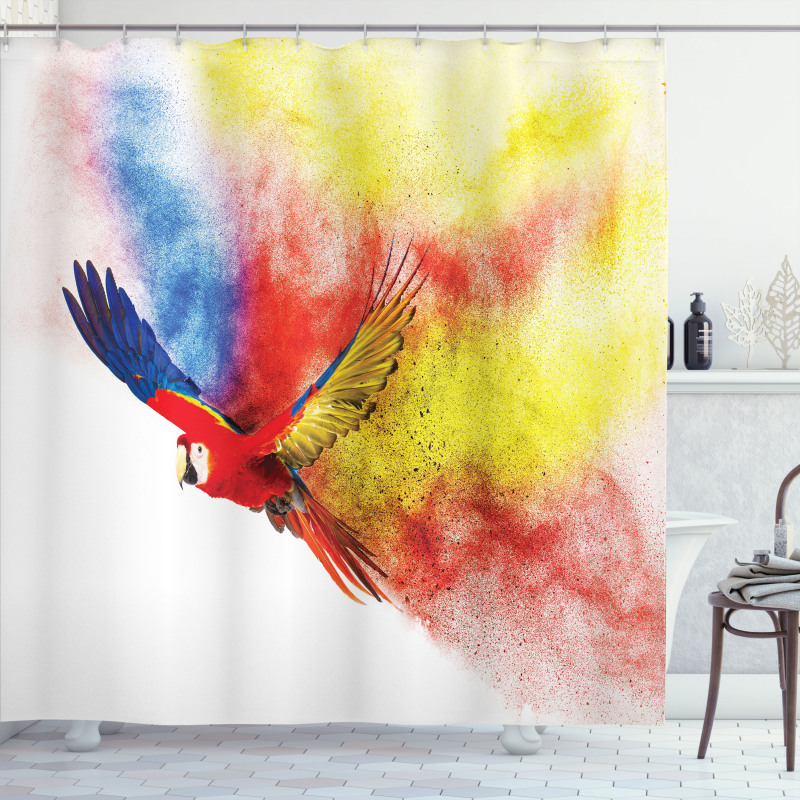Parrot with Feathers Shower Curtain