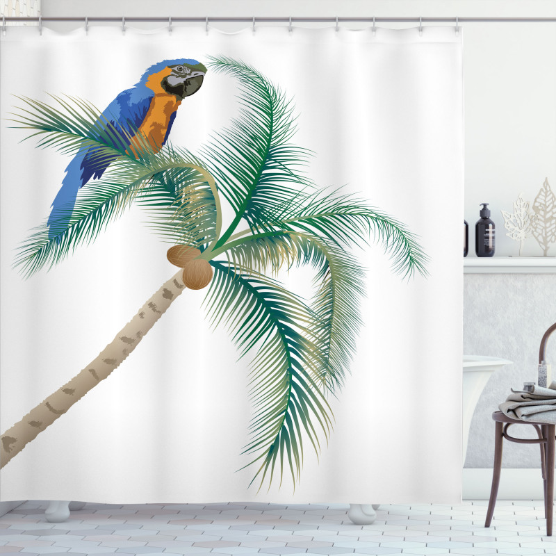 Parrot Coconut Palms Shower Curtain