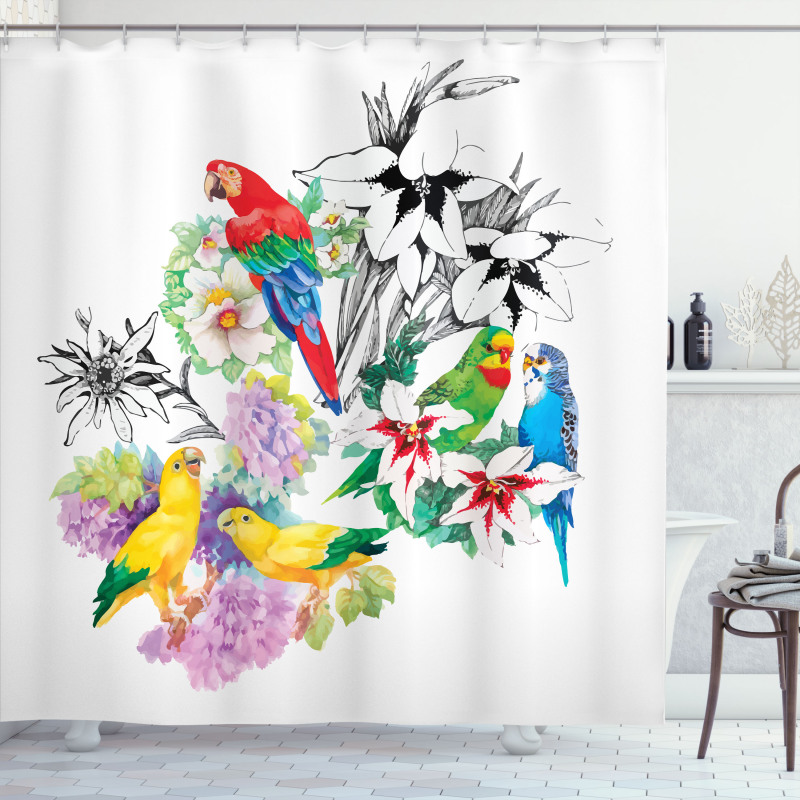 Floral Foliage Garden Shower Curtain