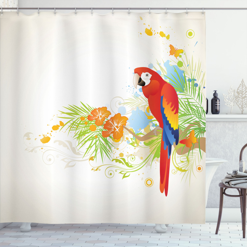 Parrot Tree Branch Flora Shower Curtain