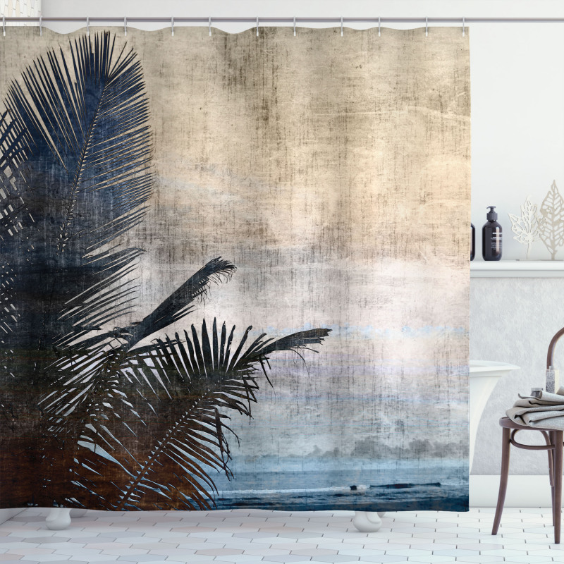 Grunge Palm Trees Art Shower Curtain