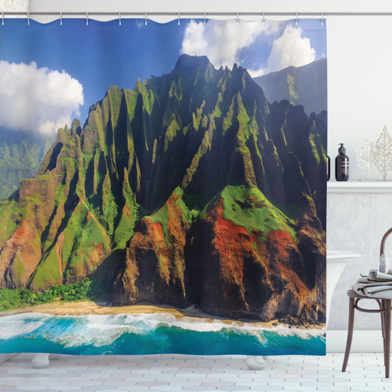 Mountain Ocean Clouds Shower Curtain