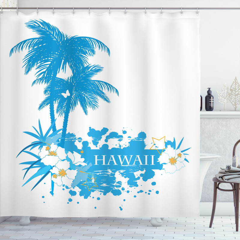 Hawaiian Island Aqua Shower Curtain