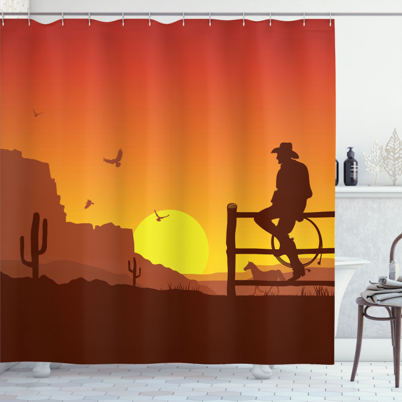 Wild West Sunset Scene Shower Curtain