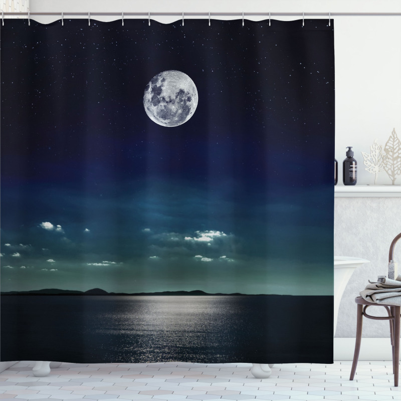 Full Moon in the Sea Shower Curtain