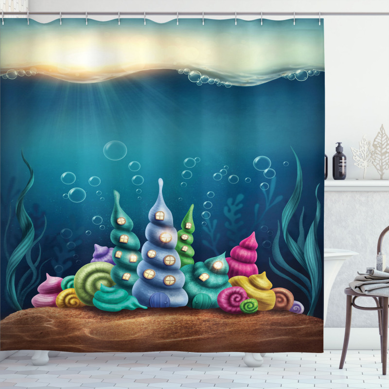 Shell Houses Bubbles Shower Curtain
