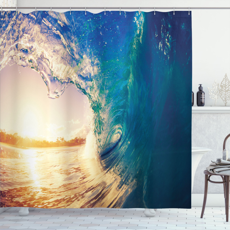 Tropical Trees Shoreline Shower Curtain