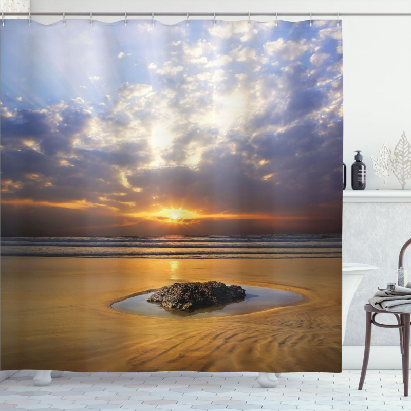 Sunbeams Cloudy Sky Sea Shower Curtain