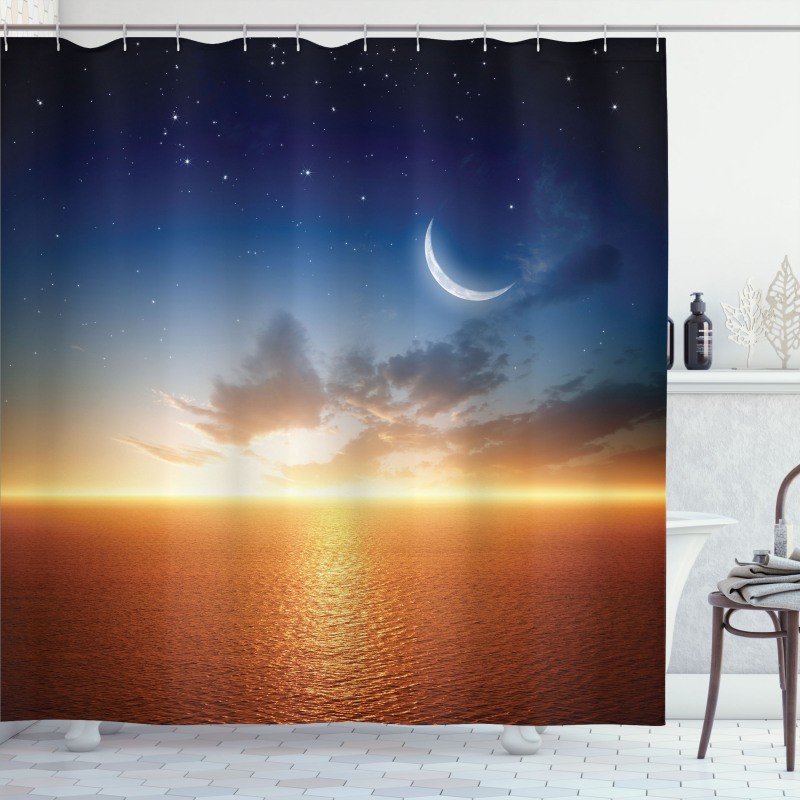 Sunset Sky Moon Stars Shower Curtain