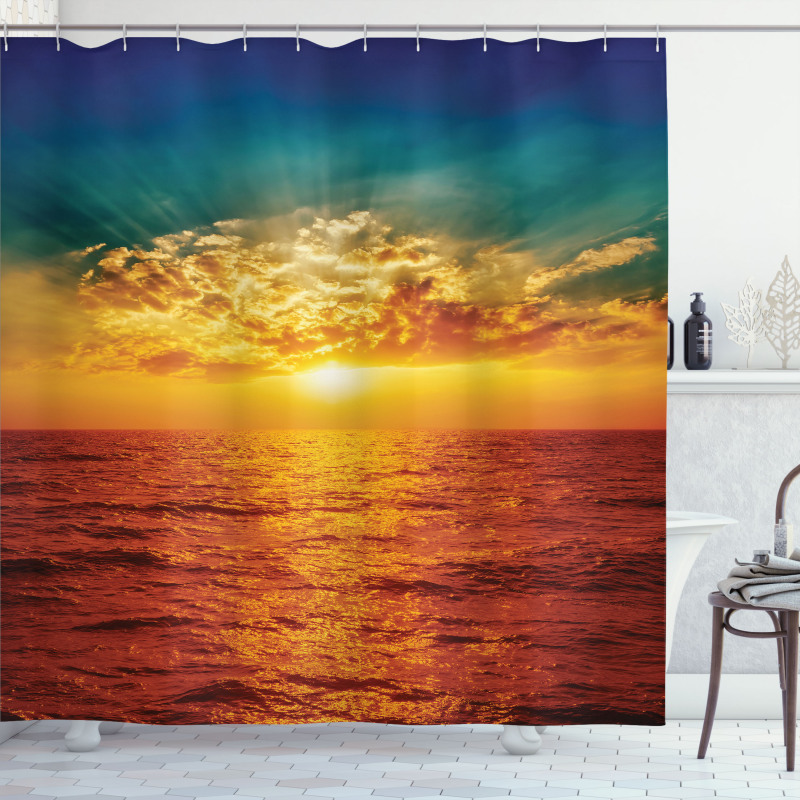 Sunset Seaside Clouds Shower Curtain