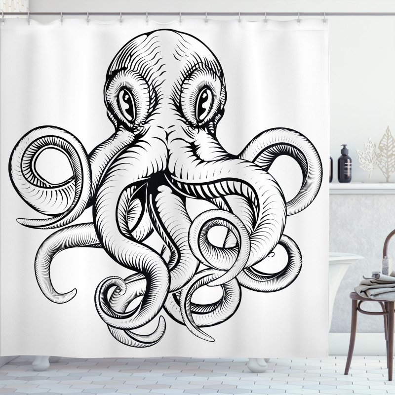 Sketch Monochrome Art Shower Curtain