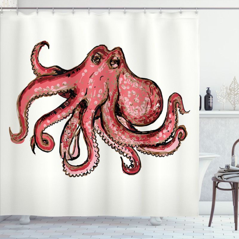 Pink Watercolor Animal Shower Curtain