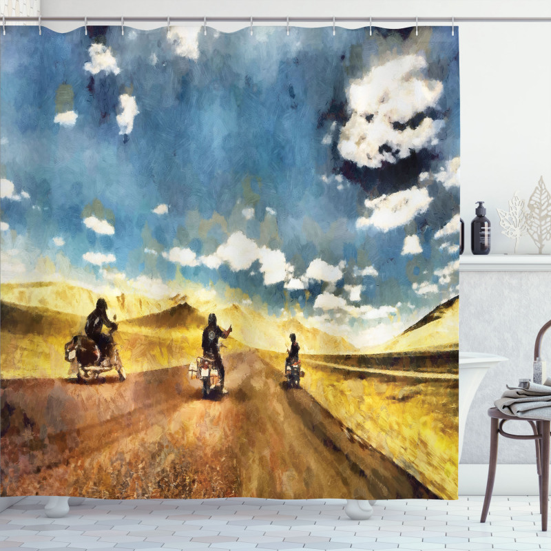 Motorcycles Countryside Shower Curtain