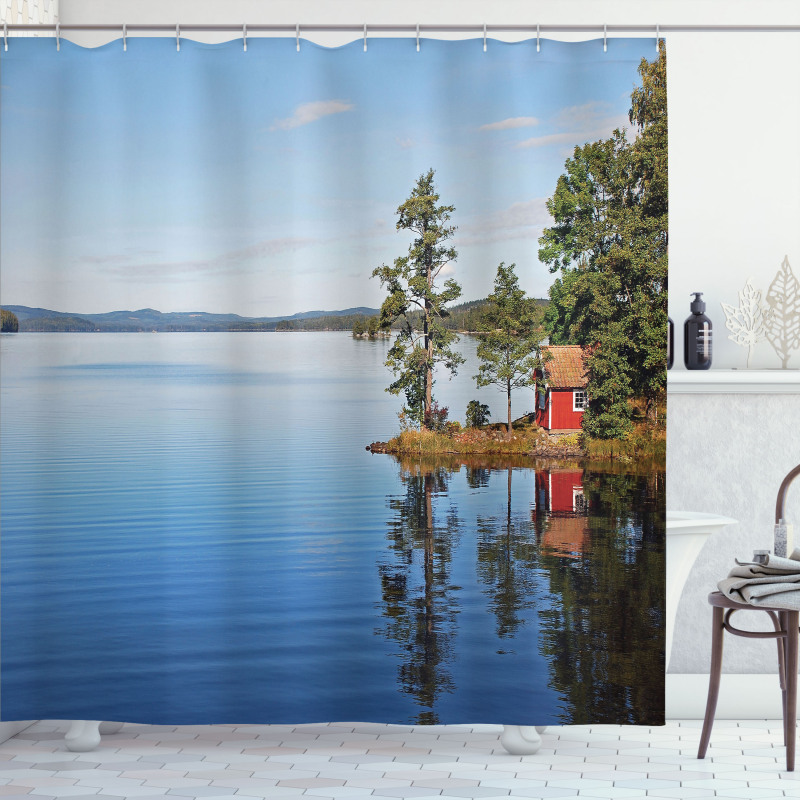 Country Lake House Shower Curtain