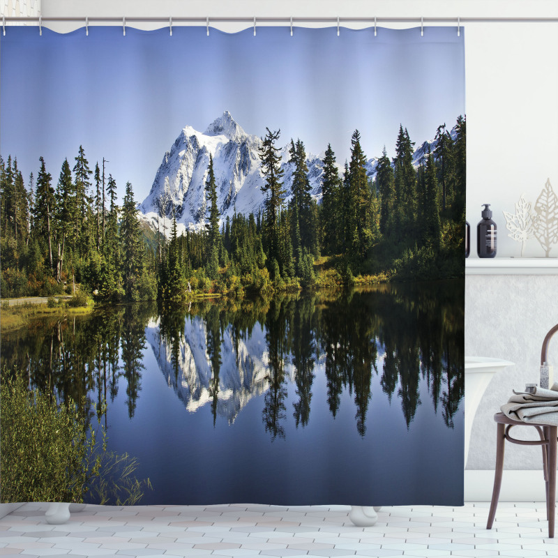Tree and Snowy Nature Shower Curtain