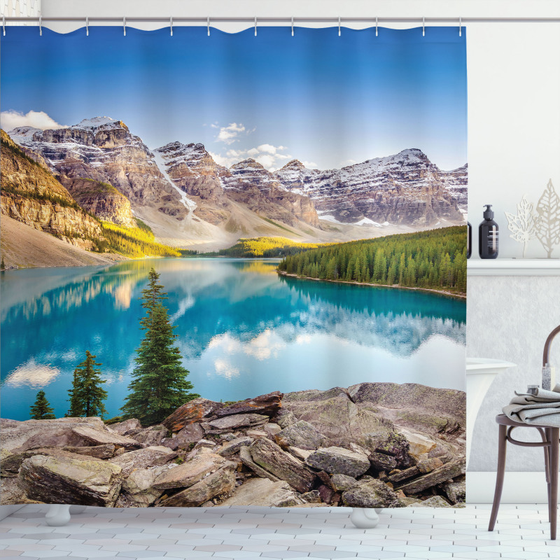 Calm Lake and Mountain Shower Curtain