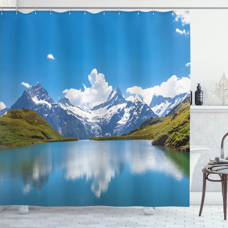 Snow Frozen Lake Swiss Shower Curtain