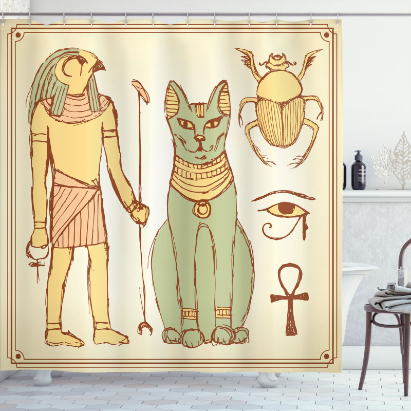 Ancient Cat Figure Shower Curtain