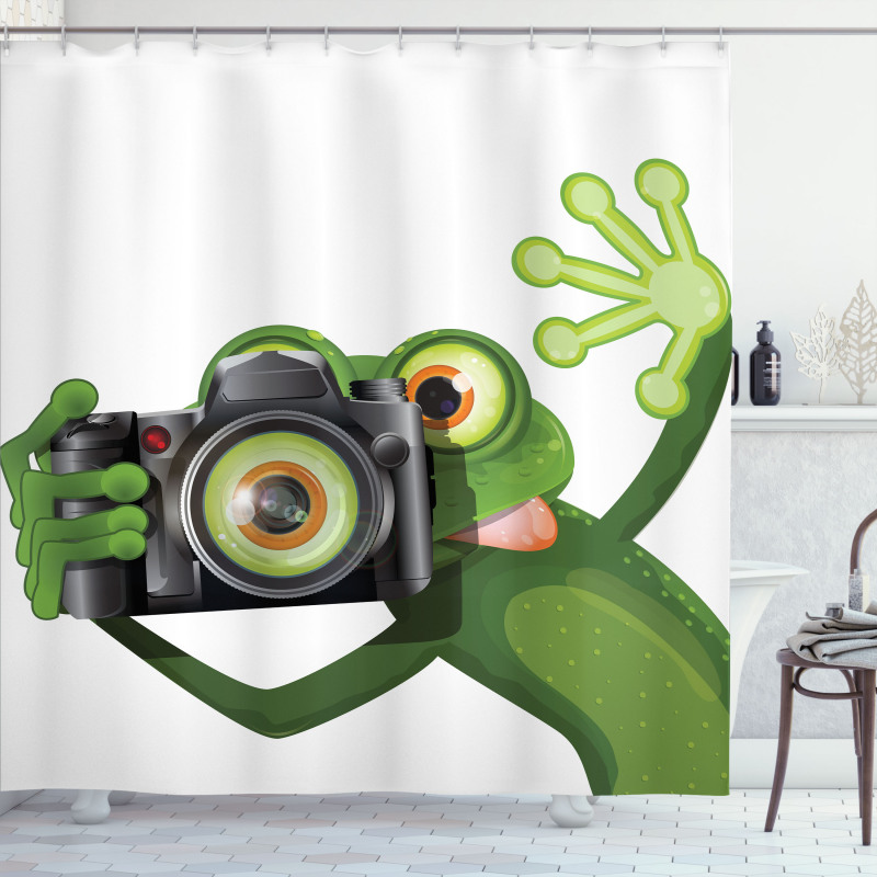 Funny Animal with Camera Shower Curtain